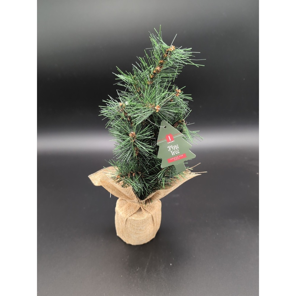 Mini Pine Christmas Tree With Base Wrapped In Burlap Target Bullseye 12"